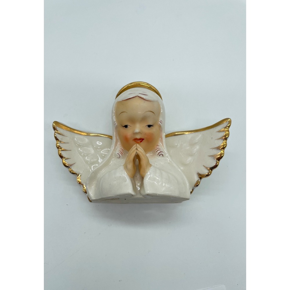 Vintage Lenwille Ardalt Artware Praying Angel Figurine Japan Gold Trim 6947B